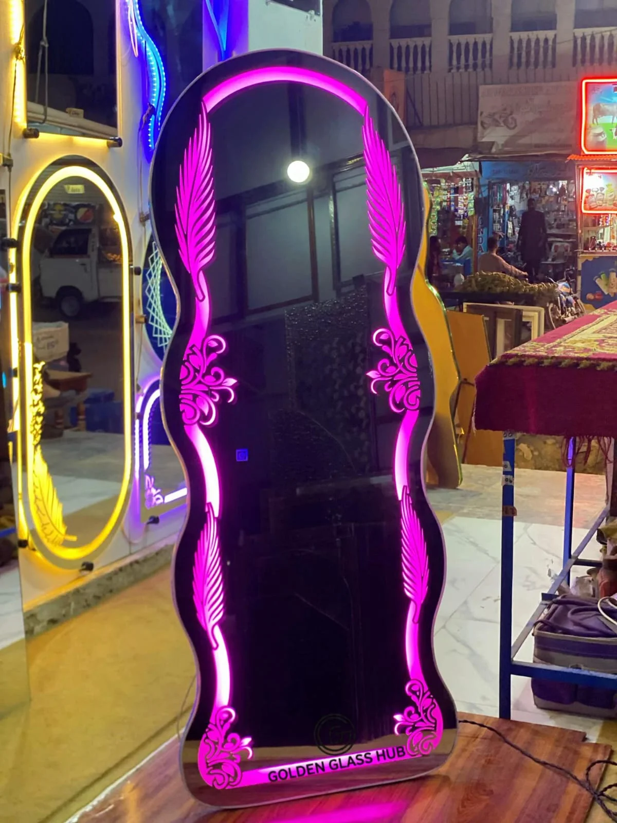 Ornate Floral Neon Wavy Floor Mirror Sialkot